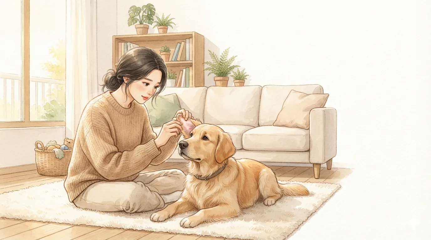 강아지 귀가 붉어질 때, 병원에 가기 전 확인해 보면 좋은 것들 — 설명용 일러스트